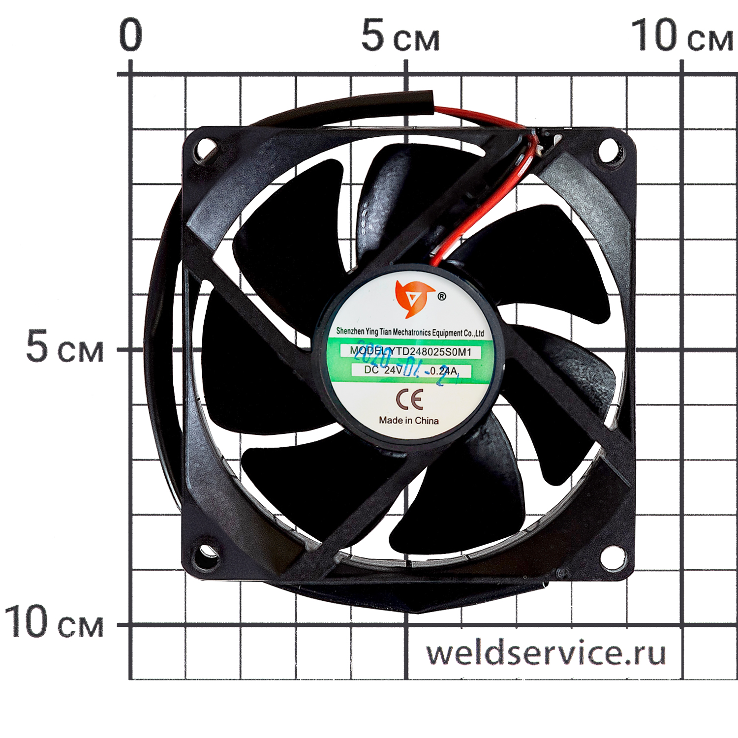 Вентилятор DC 24В 80х80х25 0.24A (350мм) YTD248025S0M1