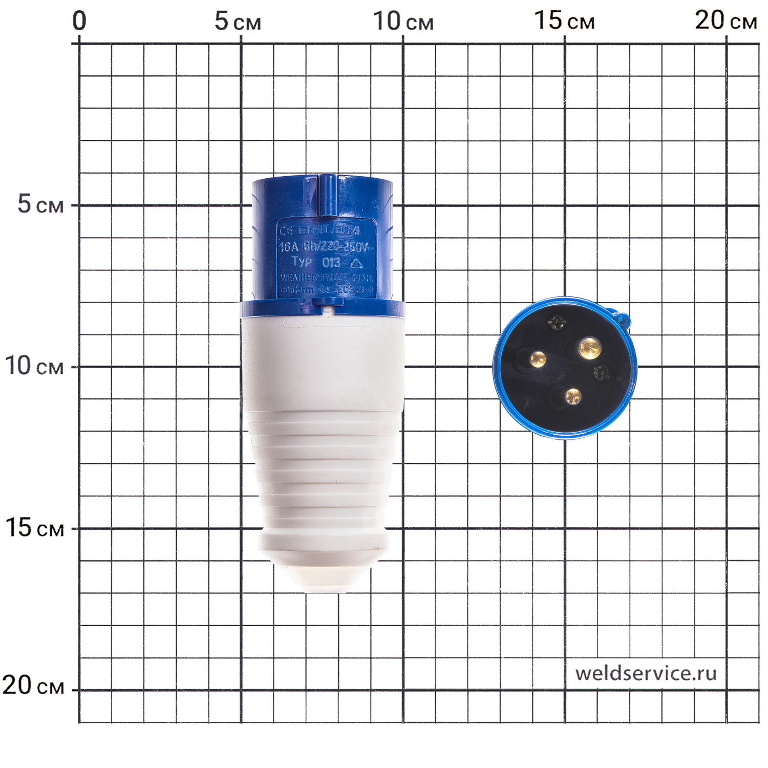 Вилка сетевая 16A 2P+E 220-240V