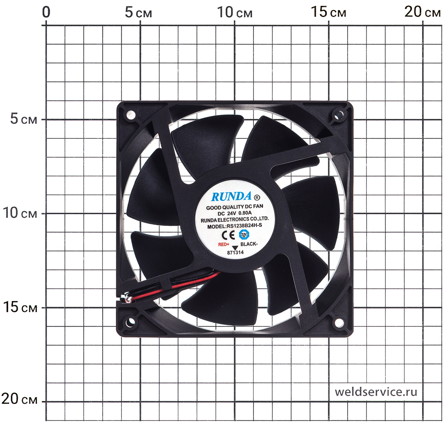 Вентилятор DC 24В 120х120х38 0.80A (800мм) RS1238B24H-S