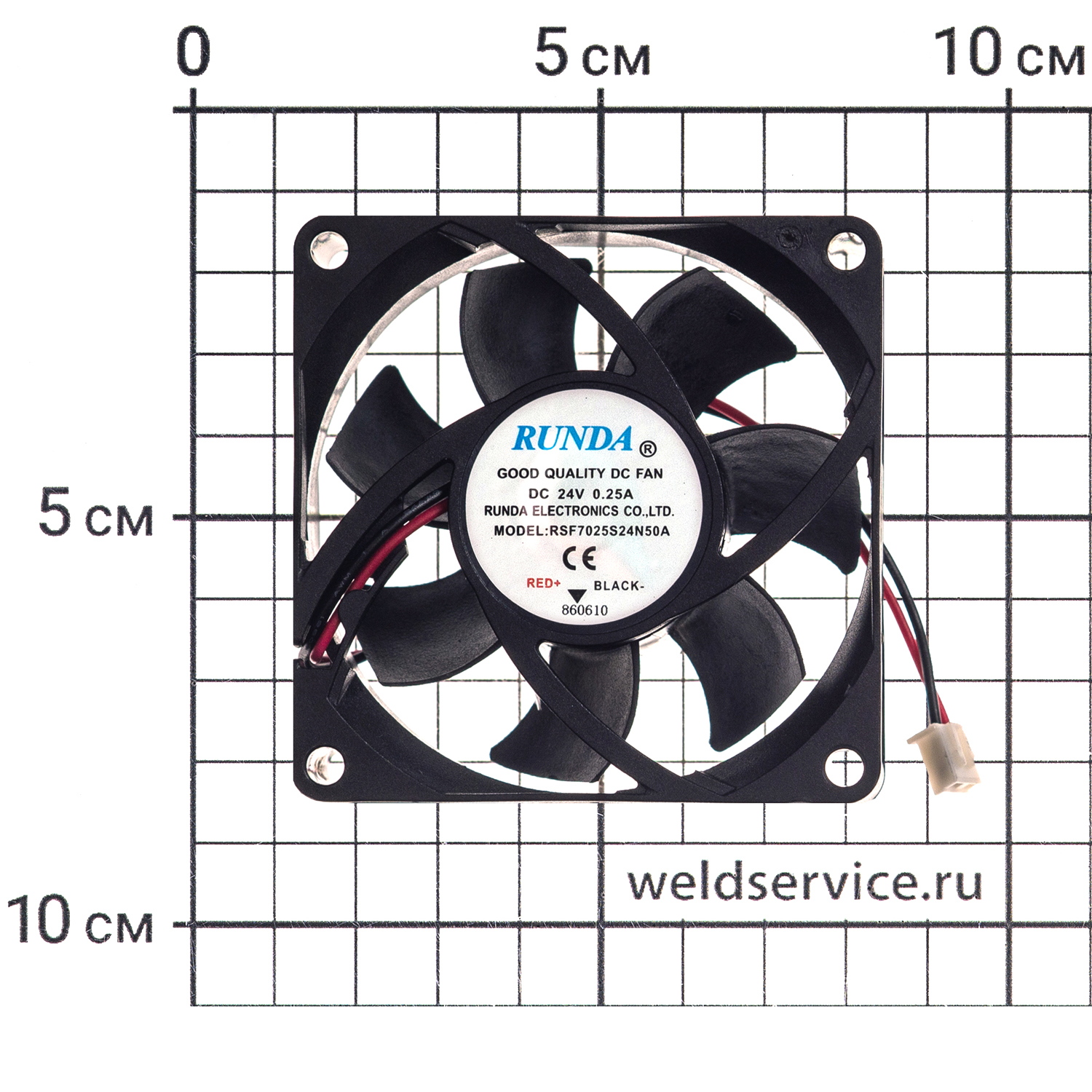 Вентилятор DC 24В 70х70х25 0.25A (200 мм) RSF7025S24N50A